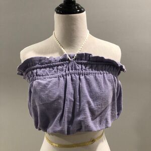 Free People Lavender Purple Cotton Tube Top With Tie Around Neck Sz Small